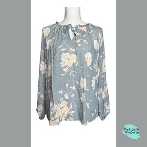 Green Floral Peasant Top by West K – Size Medium